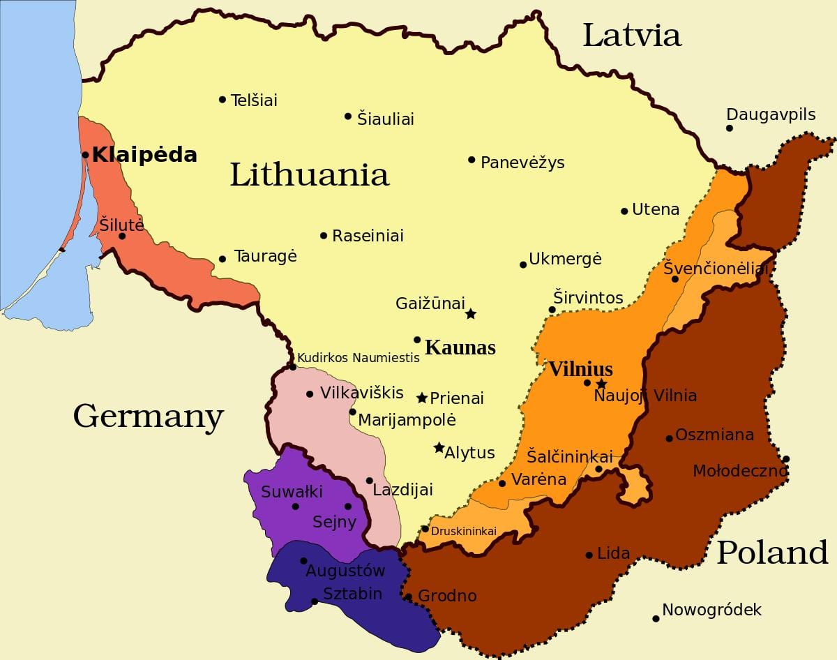 نقشہ کے kaunas ، لتھوانیا